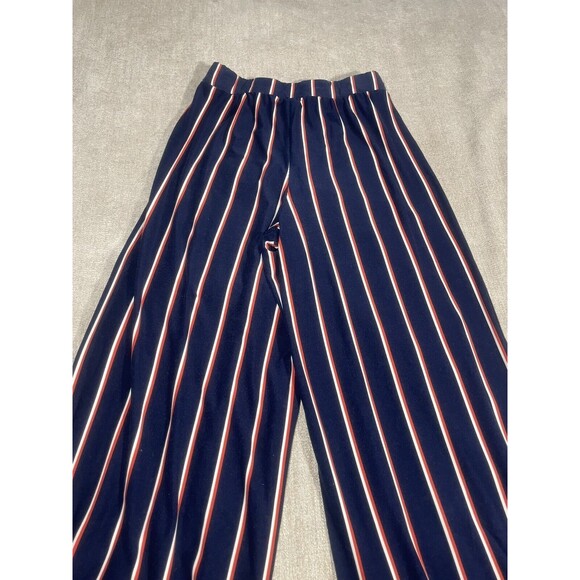 Ultra Flirt Pants Women's Medium Navy Striped Wide Leg Pants - Picture 15 of 16